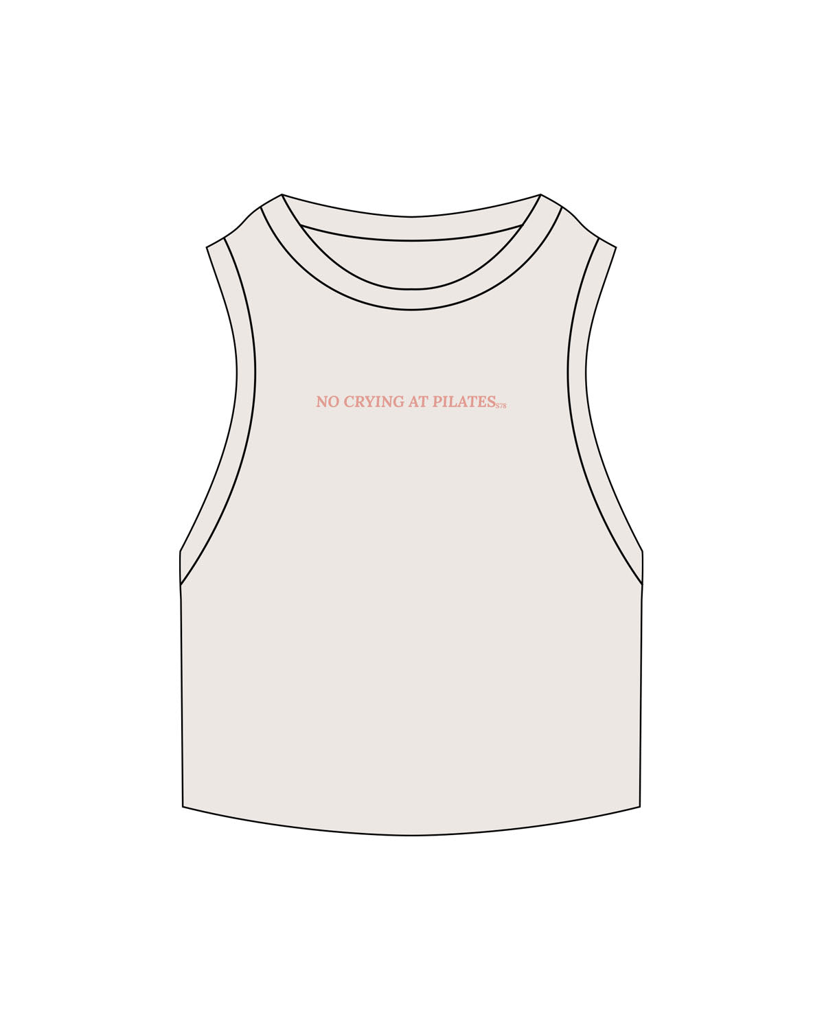 The Ribbed Crop Tank - Bone - Studio 78 - Center Chest - Embroidered - Coral