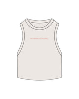 The Ribbed Crop Tank - Bone - Studio 78 - Center Chest - Embroidered - Coral