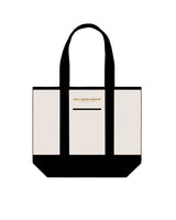 The Contrast Tote Bag - Natural / Black - New Mom School - Top Text - Above Line - Black