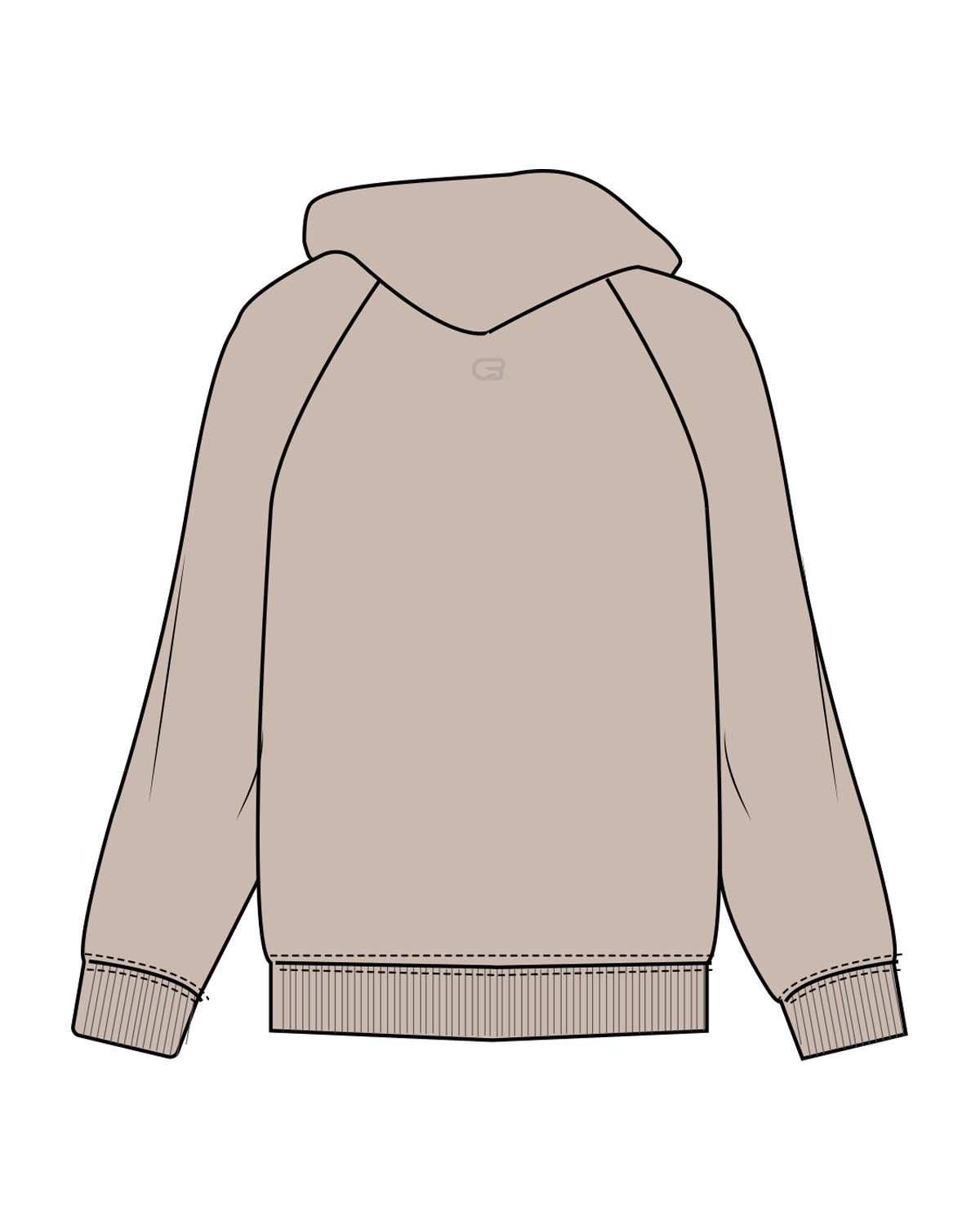 The Womens Hoodie - Bone - Cyclebar - Center Chest Stacked & Back Neckline - Tone on Tone