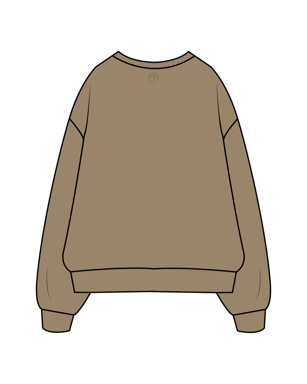 The Mens Crewneck - Sand - Aligned Pilates - Center Chest Stacked & Back Neckline - Printed - Dark Brown