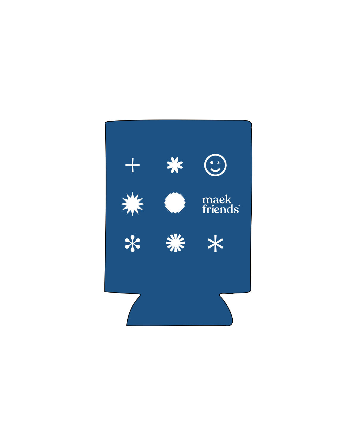 The Koozie - Royal - Maek Friends - Body Stacked - Printed - White