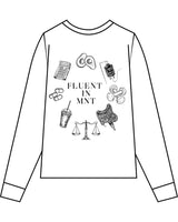 The Womens Long Sleeve - White - UCSD Health - Center Chest & Full Back "FLUENT" - Black