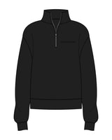 The Womens 1/4 Zip - Black - The Burn Society - Left Chest - Embroidered - Tone on Tone