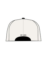The Canvas Cap - Natural / Coal - Friday Fit - Center Upside Down Arch Text - Puff Stitch - Back "2024" - Flat Back Stitch - Black