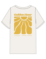 The Womens Heavyweight Tee - Off White - Golden Hour RI - Left Chest & Full Back "NEWPORT" - Printed - Gold