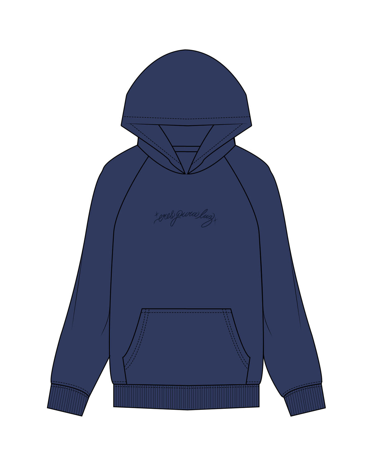 The Mens Hoodie - Cobalt - Studio Luz - Center Chest - Embroidered - Cobalt - Tone On Tone