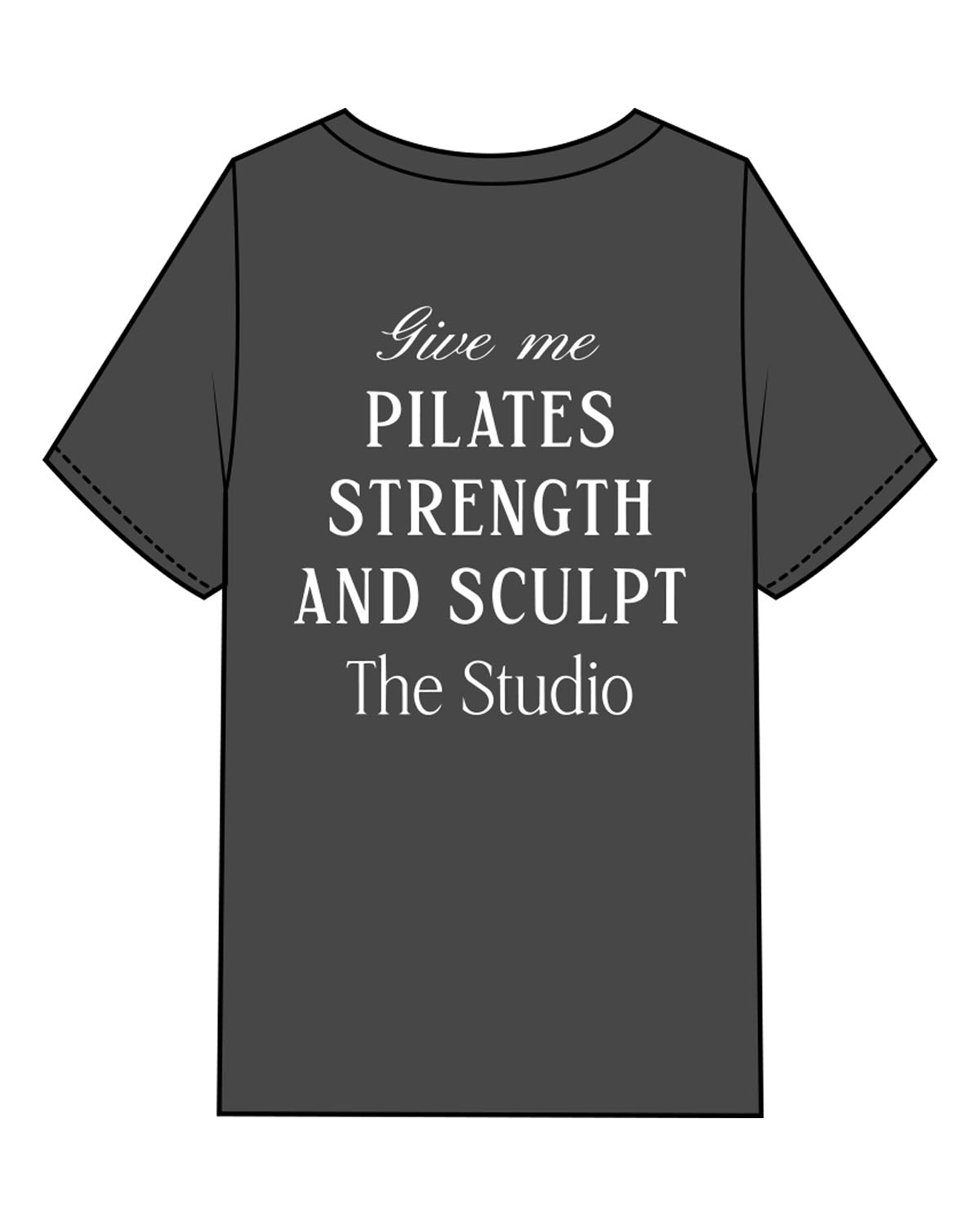 The Womens Heavyweight Tee - Coal Stone - The Studio - Left Chest & Back Stacked - Printed - White