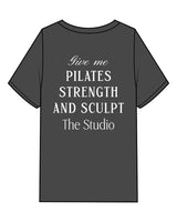 The Womens Heavyweight Tee - Coal Stone - The Studio - Left Chest & Back Stacked - Printed - White