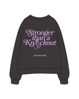 The Womens Crewneck - Washed Black - Chemo Club - Left Chest & Back Stacked - Printed - Neon Purple