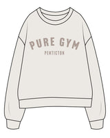 The Womens Crewneck - Bone - Pure Movement - Center Chest - Tone on Tone