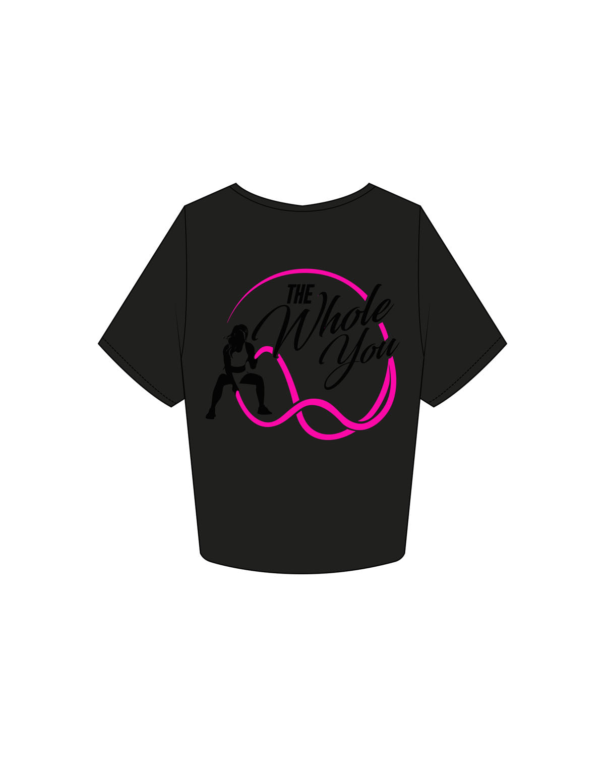 The Crop Tee - Black - The Whole You Wellness - Left Chest & Back Image - Printed - Full Color