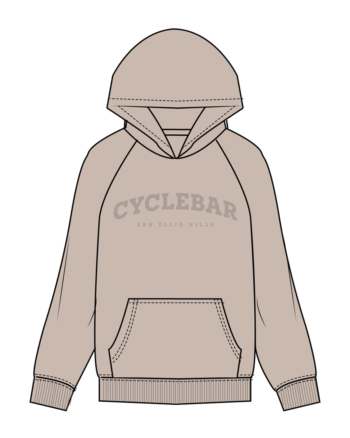 The Womens Hoodie - Bone - Cyclebar - Center Chest Stacked & Back Neckline - Tone on Tone
