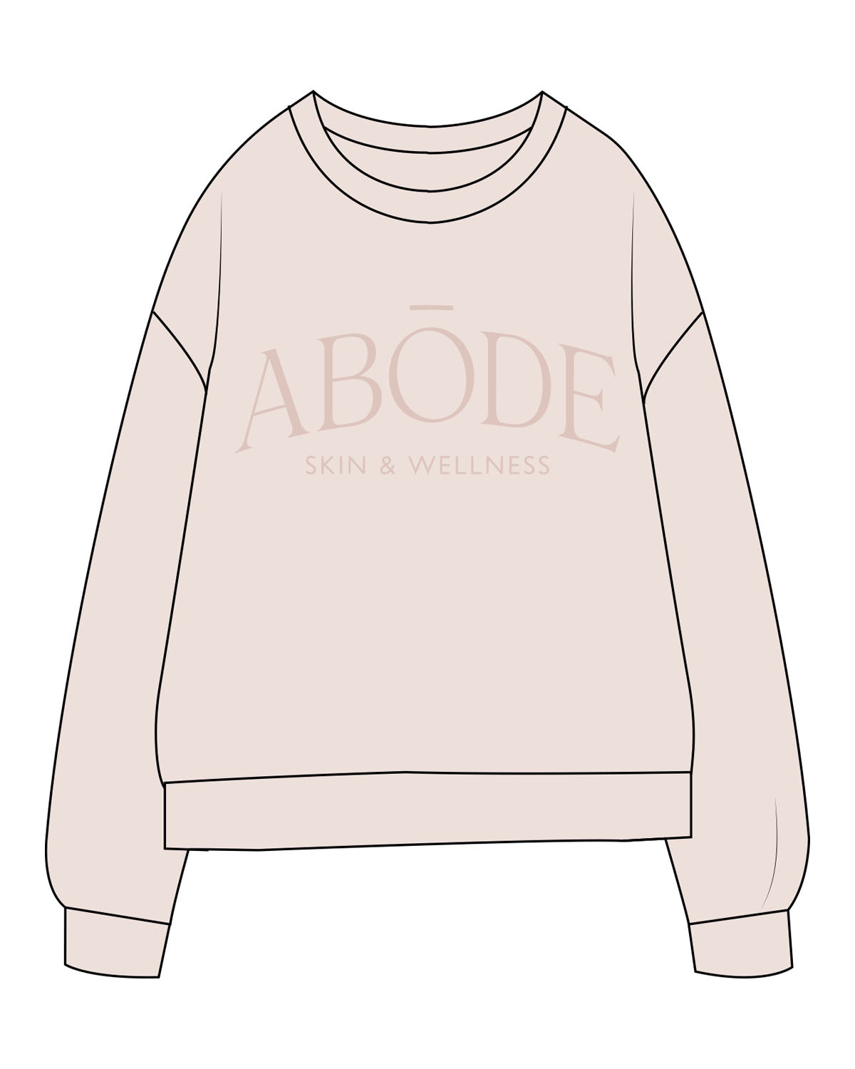 The Midweight Unisex Crewneck - Washed Ivory - Abode Skin & Wellness - Center Chest Stacked - Printed - Tone on Tone