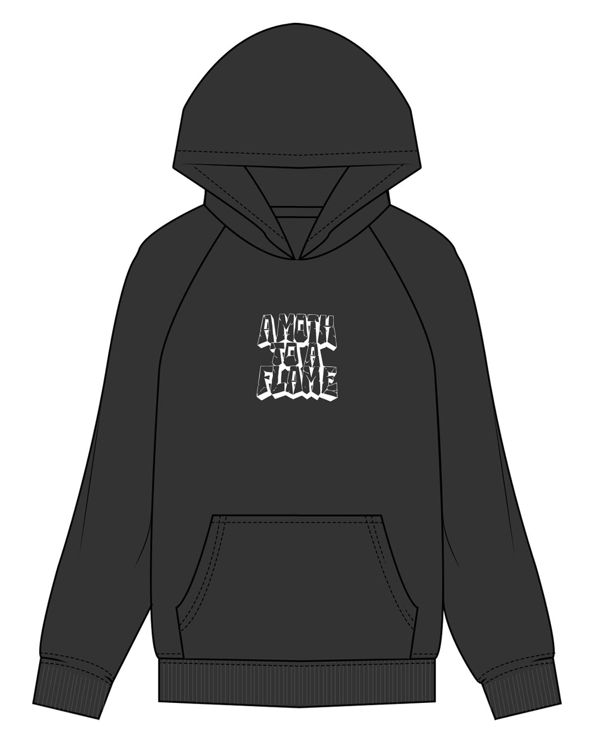 The Mens Hoodie - Black - 1800-SF - Center Chest - Printed - White