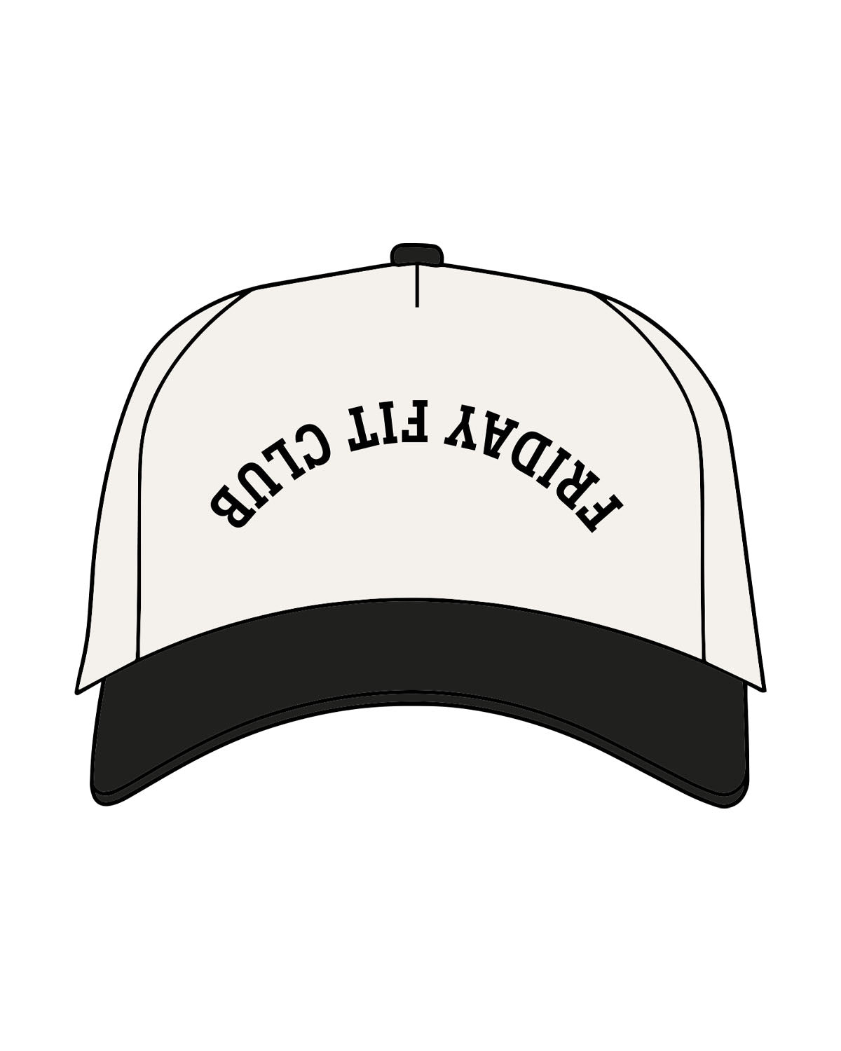 The Canvas Cap - Natural / Coal - Friday Fit - Center Upside Down Arch Text - Puff Stitch - Back "2024" - Flat Back Stitch - Black