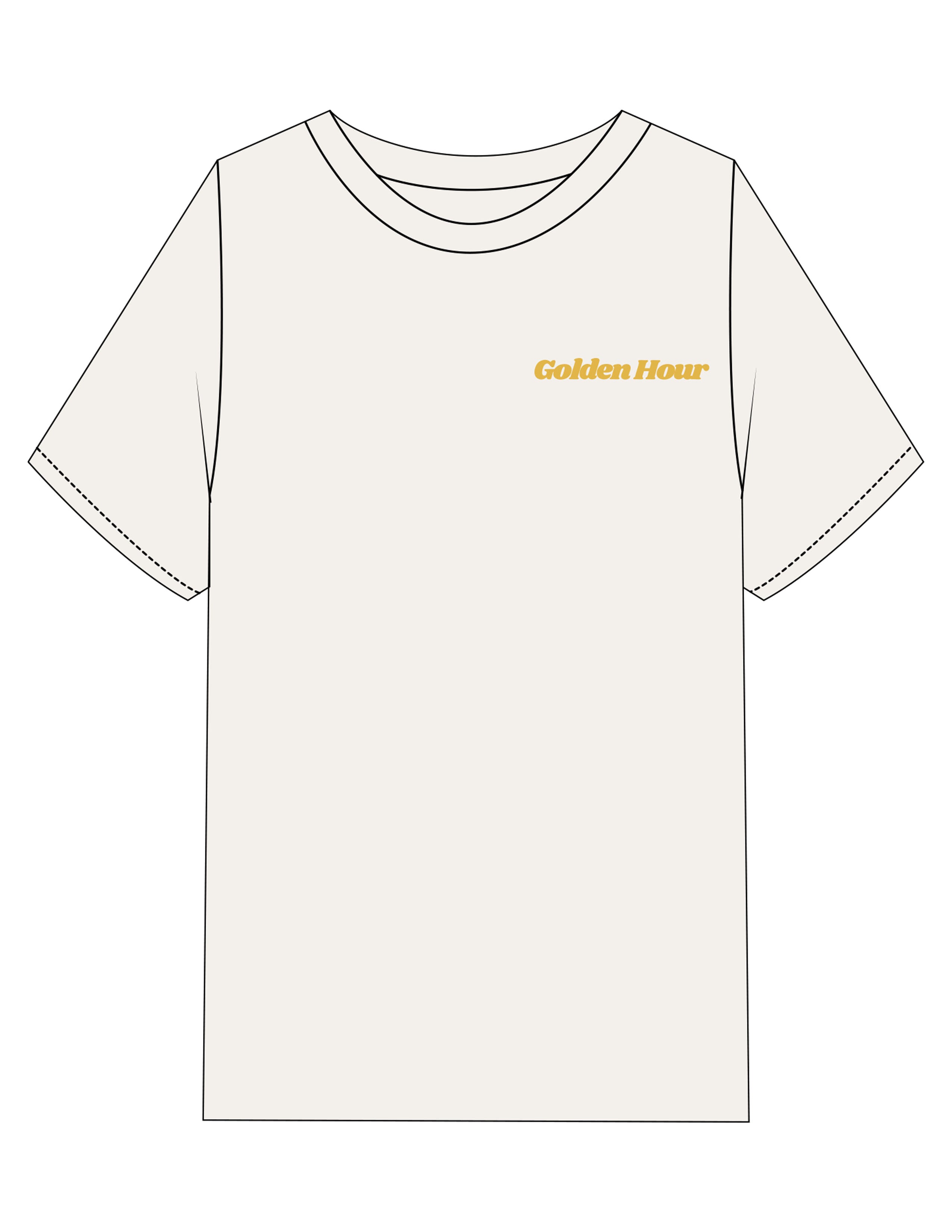 The Womens Heavyweight Tee - Off White - Golden Hour RI - Left Chest & Full Back "NEWPORT" - Printed - Gold