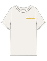 The Womens Heavyweight Tee - Off White - Golden Hour RI - Left Chest & Full Back "NEWPORT" - Printed - Gold
