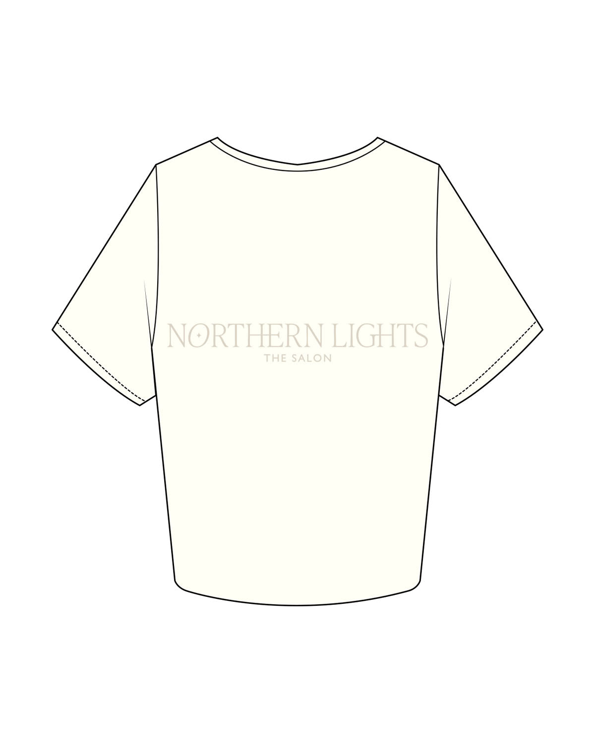 The Crop Tee - Off White - Northern Lights - Left Chest Round & Center Back Stacked - Printed - Tan