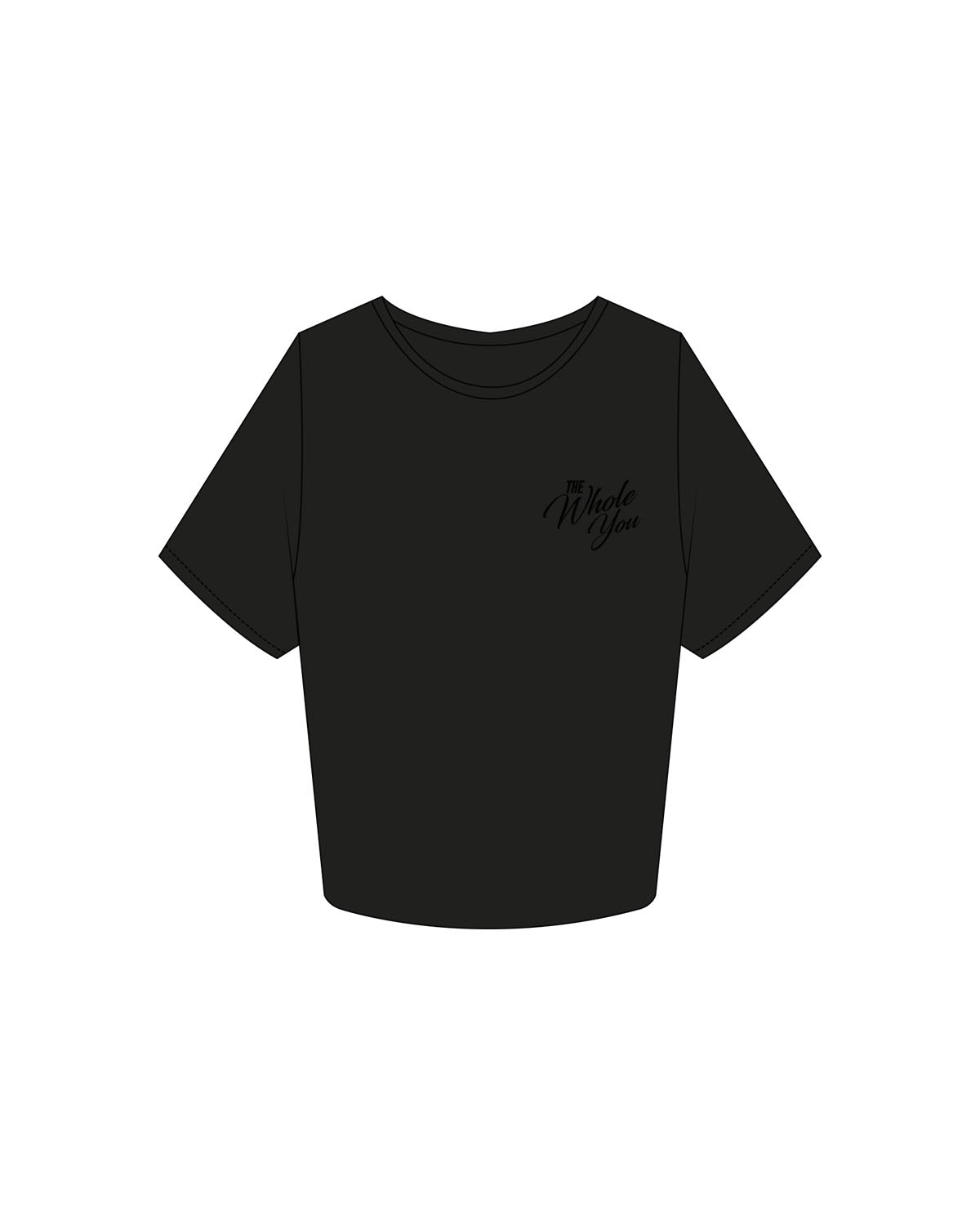 The Crop Tee - Black - The Whole You Wellness - Left Chest & Back Image - Printed - Full Color