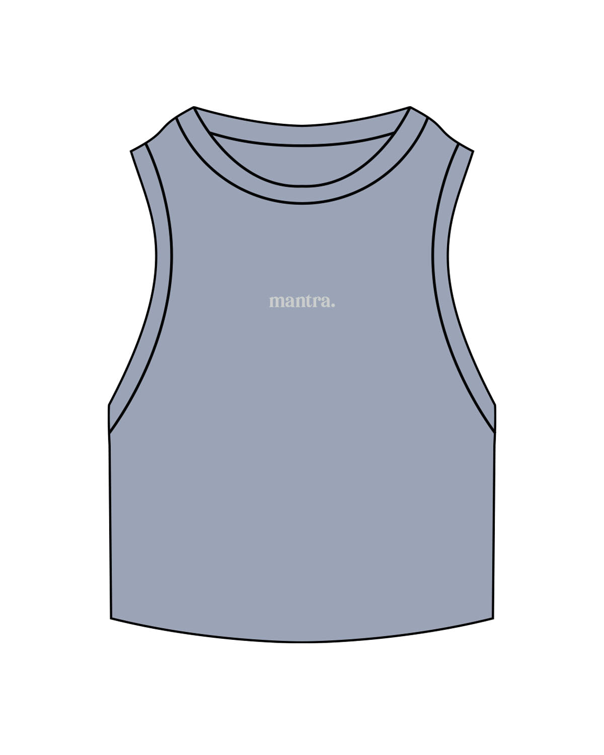 The Ribbed Crop Tank - Powder - Mantra - Center Chest & Back Neckline - Embroidered - Storm