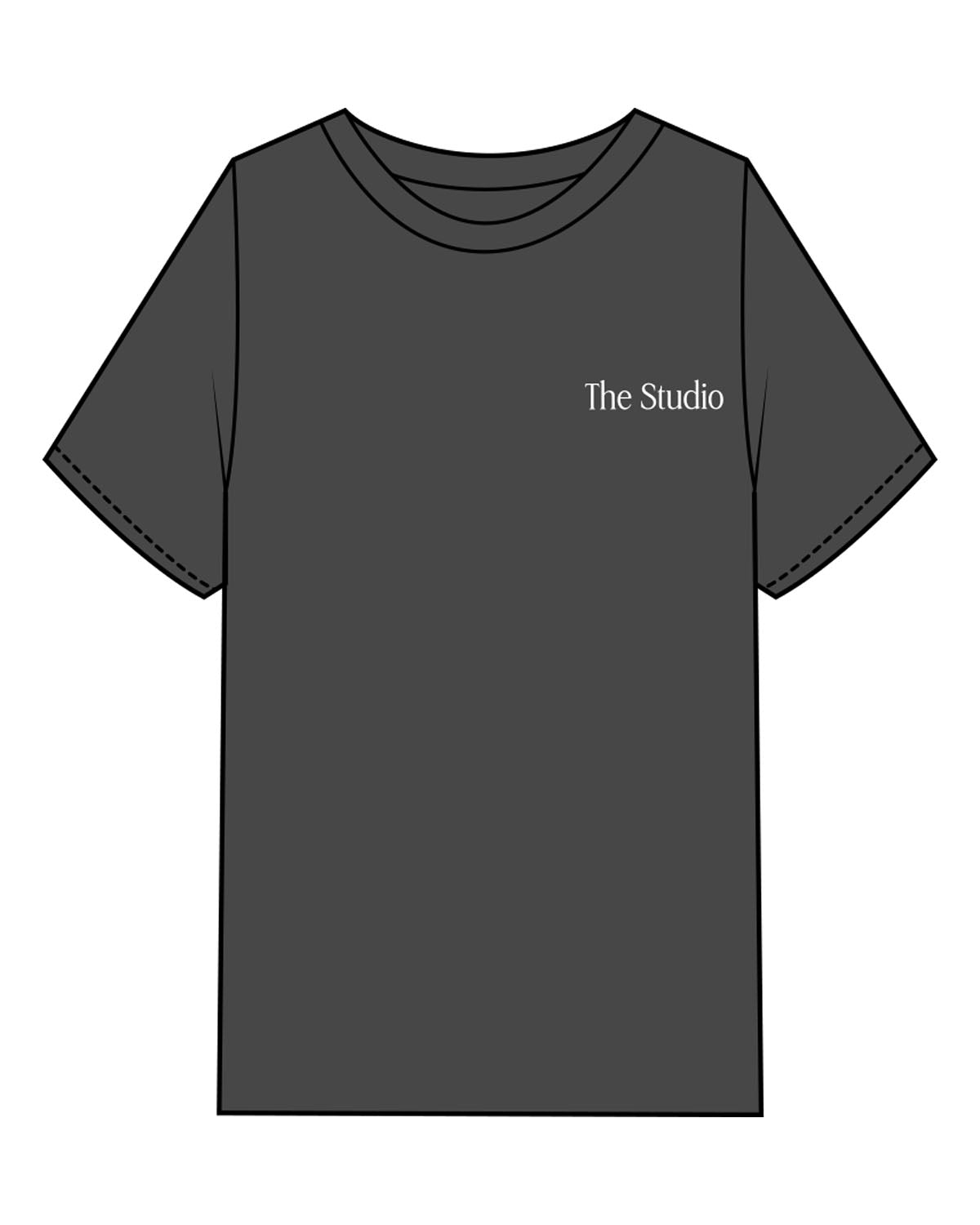 The Womens Heavyweight Tee - Coal Stone - The Studio - Left Chest & Back Stacked - Printed - White
