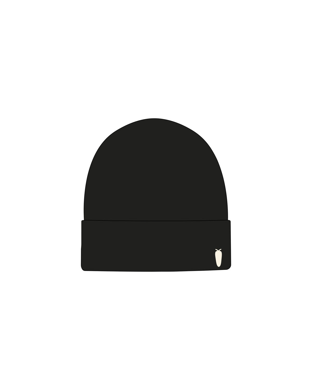 The Beanie - Black - BlueCarrot - Bottom Left Side - Embroidered - Off White