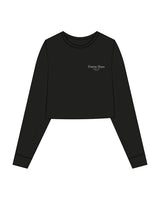 The Crop Long Sleeve - Black - Forma House - Left Chest - Printed - White