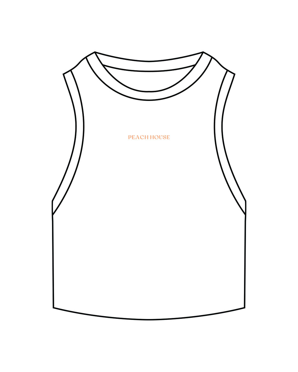 The Ribbed Crop Tank - White - Peach House Pilates - Center Chest - Embroidered - Peach