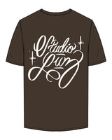 The Mens Tee - Chocolate - Bianca - Front Left & Back Stacked - Off White