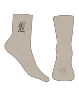 The 3/4 Crew Sock - Tan - B Long Pilates - Top Side & Back Logo - Embroidered - Full Color - Heart Shape Grip - Black