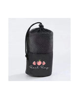 The Gym Towel - Black - PEACH PUMP - Bottom Left Corner - Embroidered - Pink - The Gym Towel Bag - Center Body - Printed - Full Color