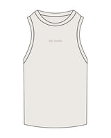 The Ribbed Full Length Tank - Bone - The Studio Cape - Center Chest - Embroidered - Tone on Tone