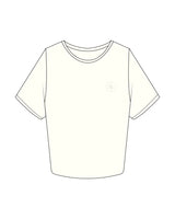 The Crop Tee - Off White - Northern Lights - Left Chest Round & Center Back Stacked - Printed - Tan