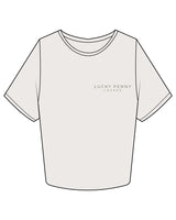 The Crop Tee - Bone - Lucky Penny - Left Chest Stacked & Center Back Stacked - Sage