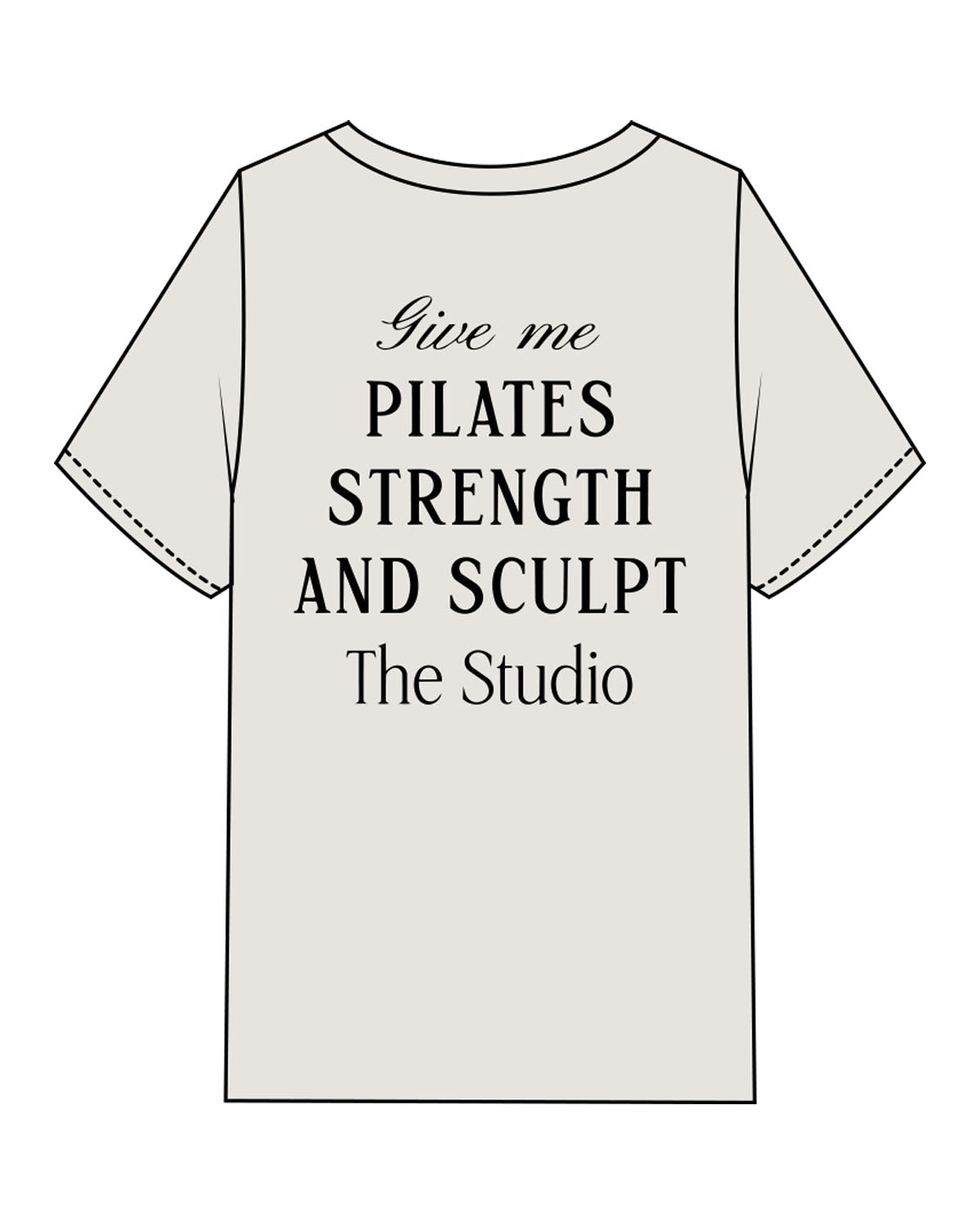 The Womens Heavyweight Tee - Washed Bone - The Studio - Left Chest & Back Stacked - Printed - Black