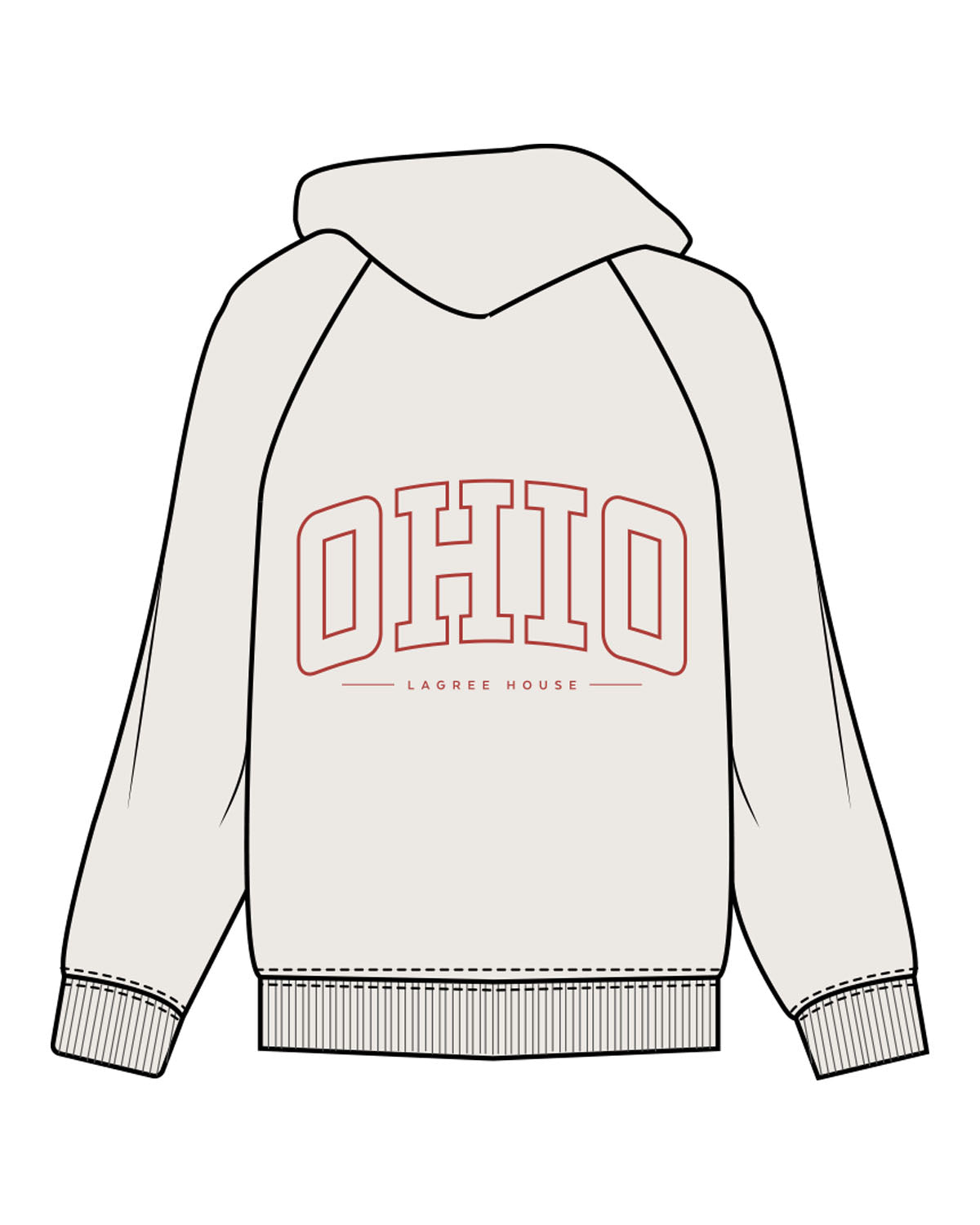 The Mens Heavyweight Zip Hoodie - Bone - Lagree House - Left Chest & Back Center Stacked - Printed - Full Color