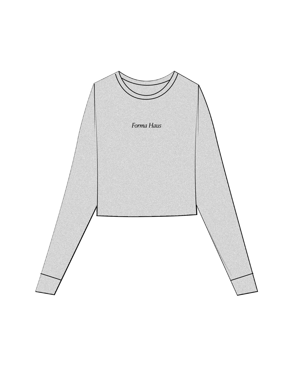 The Micro Rib Crop Long Sleeve - Heather - Forma Haus - Center Chest - Printed - Black