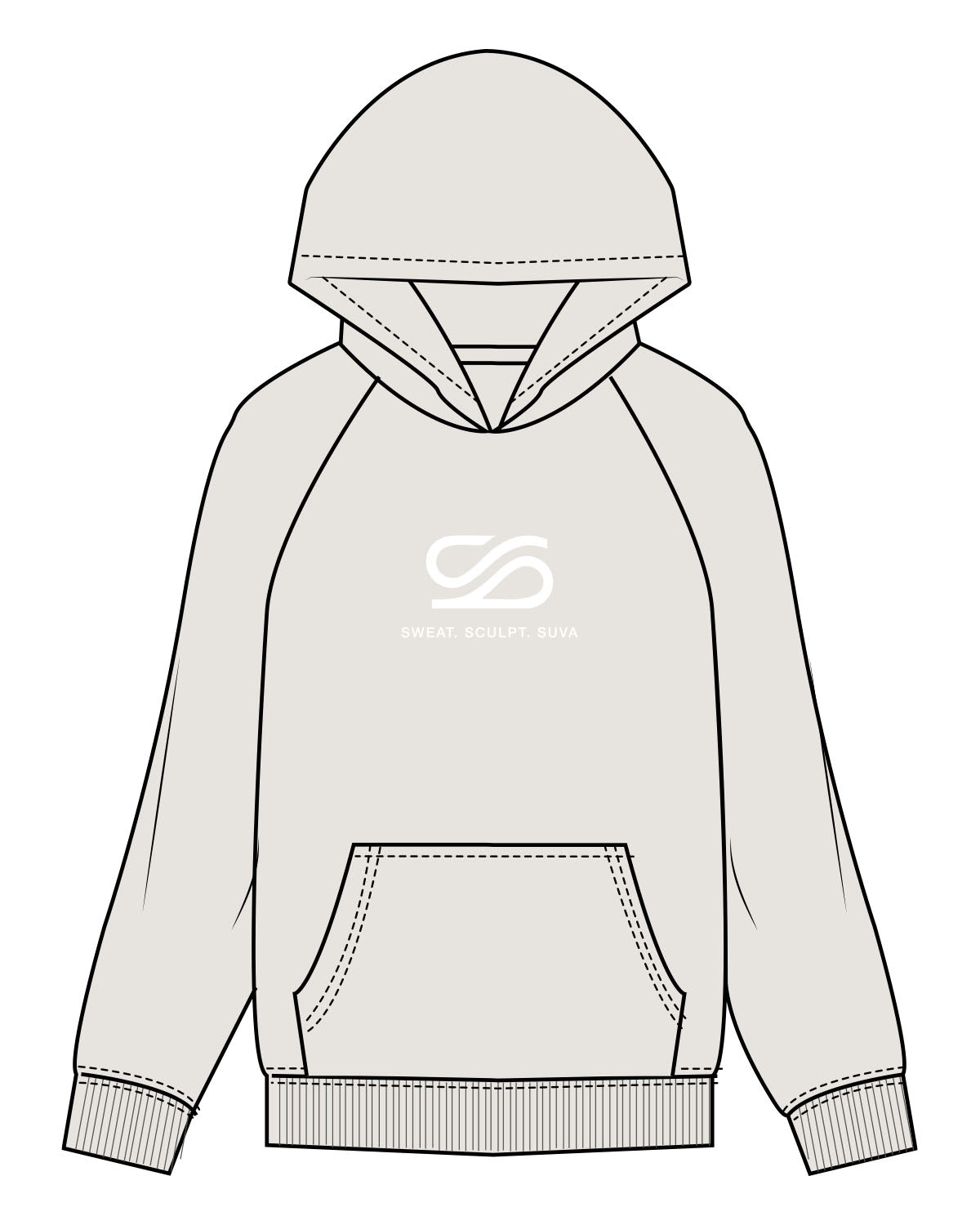 The Womens Hoodie - Washed Bone - SUVA - Center Chest - Printed - White