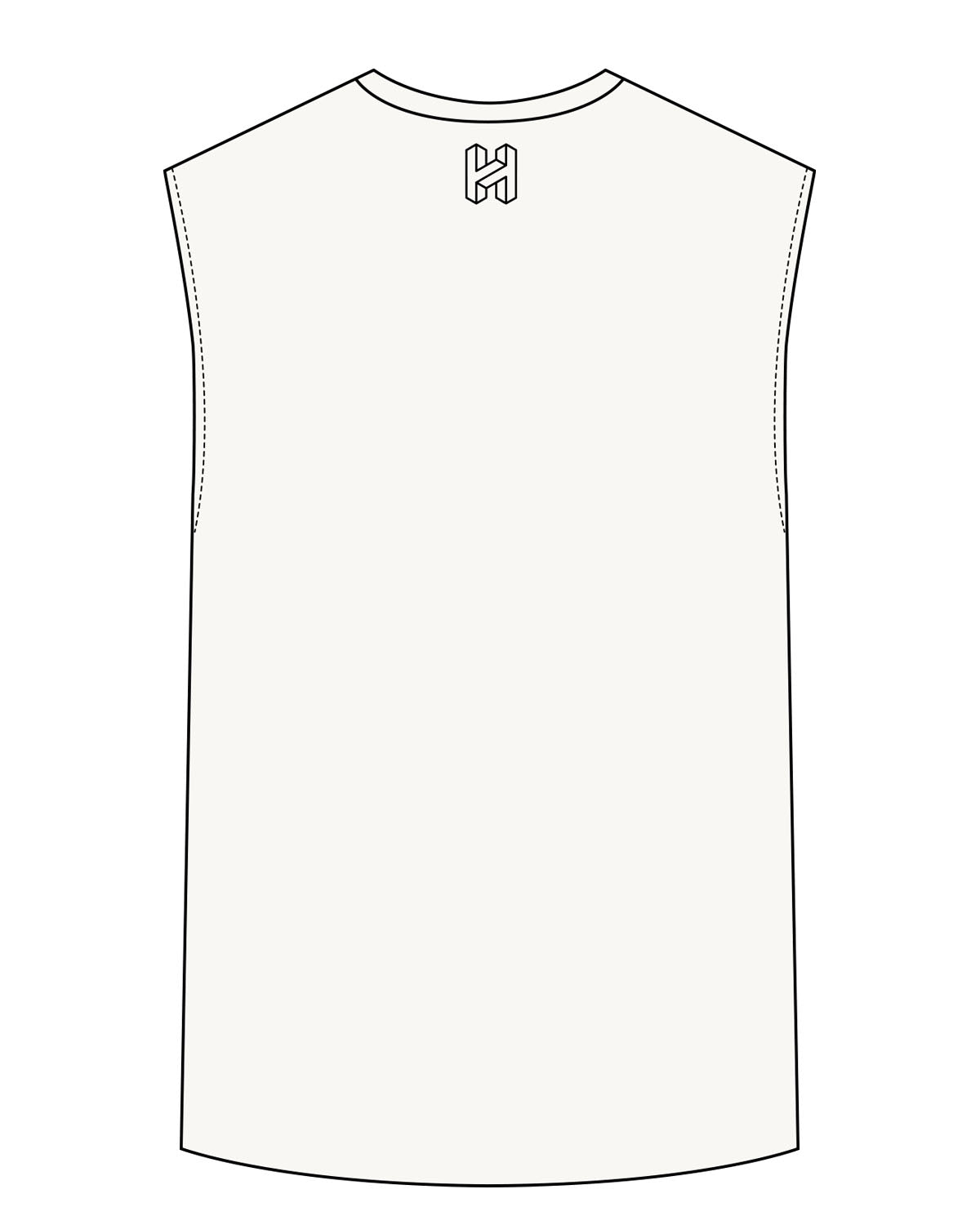 The Mens Tank - Off White - Heat Bootcamp - Center Chest & Back Neckline - Black