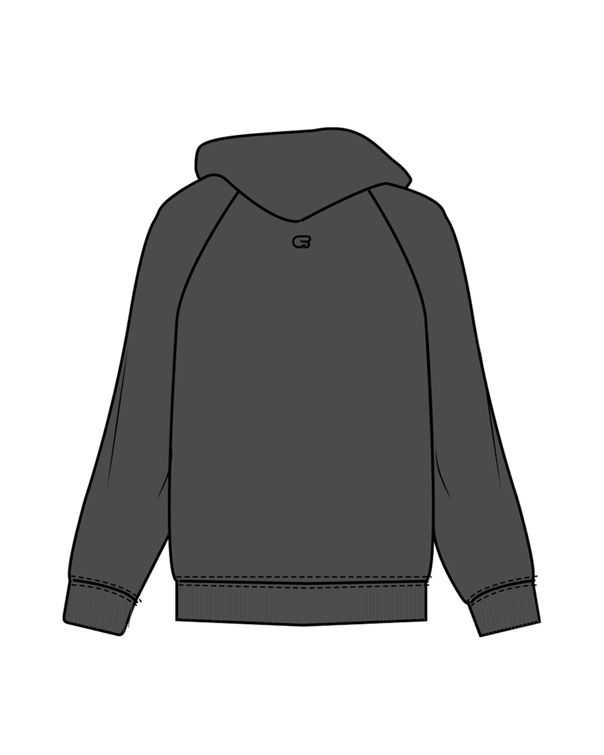 The Womens Hoodie - Washed Black - Cyclebar - Center Chest Stacked & Back Neckline - Black