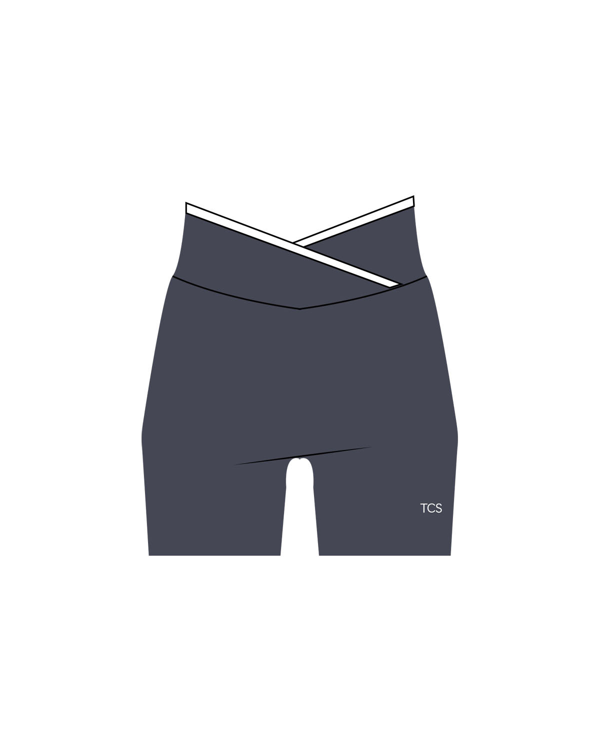 The Piped Crossover Short - Petrol Blue - Collective Studios - Left Leg - Printed - White