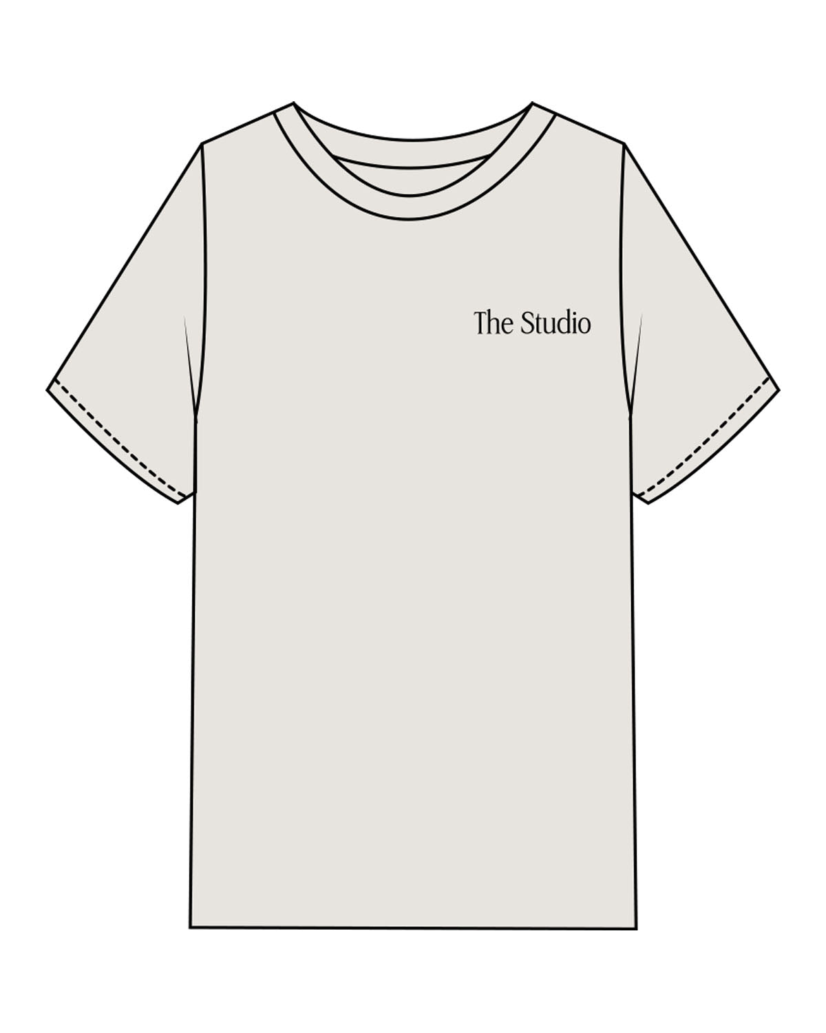 The Womens Heavyweight Tee - Washed Bone - The Studio - Left Chest & Back Stacked - Printed - Black