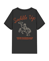 The Mens Heavyweight Tee - Washed Black - Raising Rock - Left Chest & Back Center - Printed - Full Color