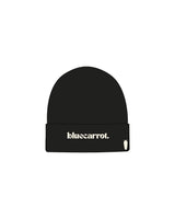 The Beanie - Black - BlueCarrot - Center Brim & Bottom Left Side - Embroidered - Off White