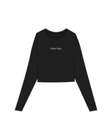 The Micro Rib Crop Long Sleeve - Black - Forma Haus - Center Chest - Printed - White