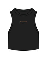 The Ribbed Crop Tank - Black - Peach House Pilates - Center Chest - Embroidered - Peach