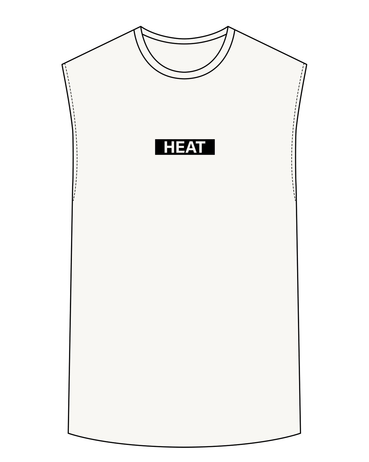 The Mens Tank - Off White - Heat Bootcamp - Center Chest & Back Neckline - Black