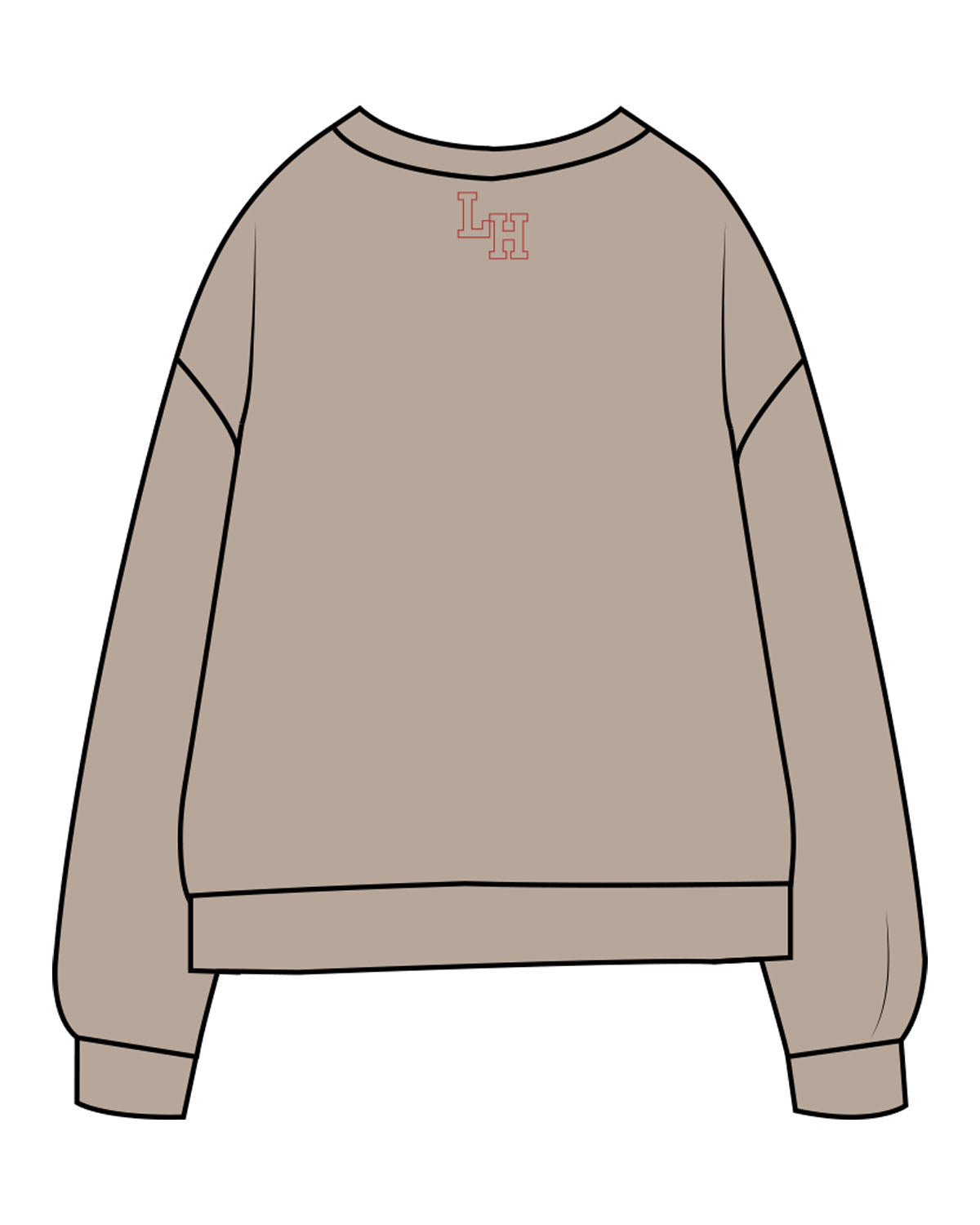 The Midweight Unisex Crewneck - Washed Cement - Lagree House - Center Chest Stacked & Back Neckline - Printed - Red