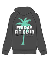 The Mens Zip Hoodie - Washed Black - Friday Fit - Left Chest - Back Full Palm Tree - Full Color